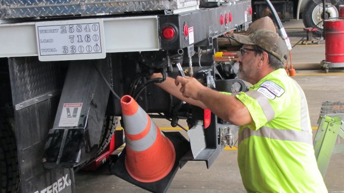 loading low boy trailer